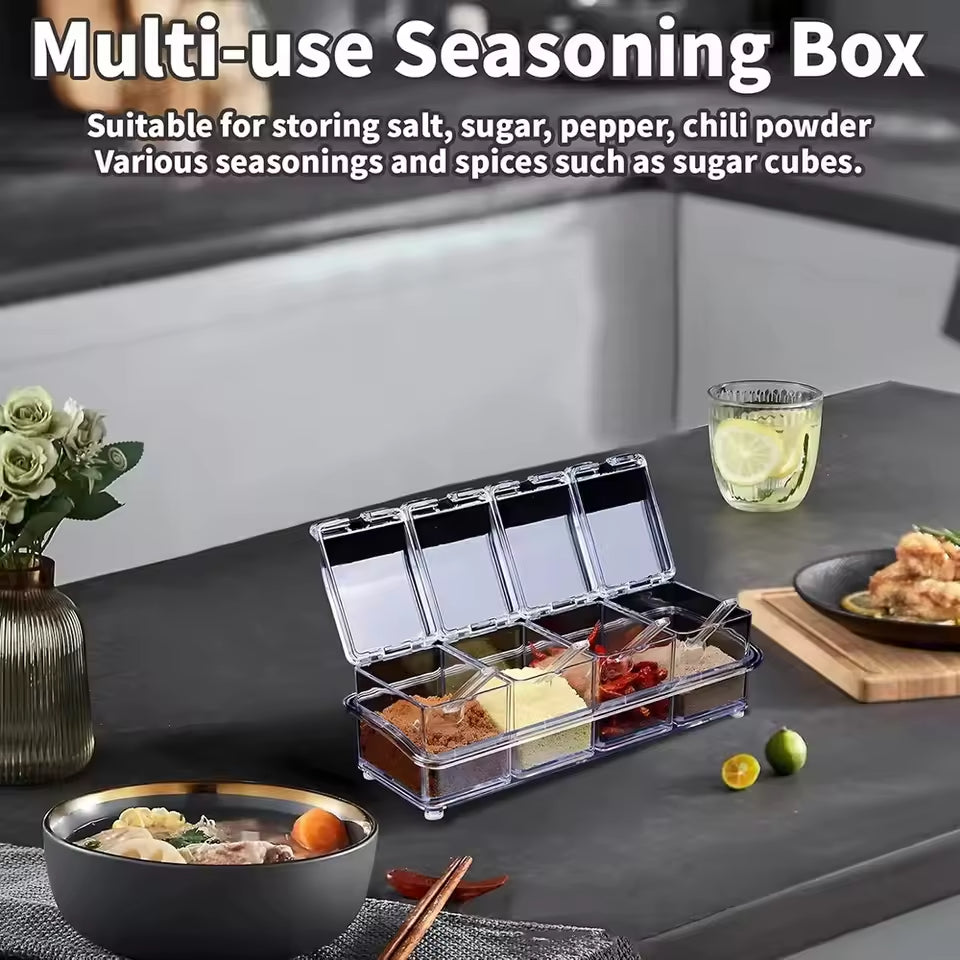 Acrylic Seasoning Box with Serving Spoons