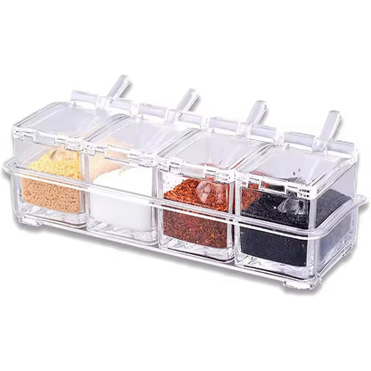 Acrylic Seasoning Box with Serving Spoons
