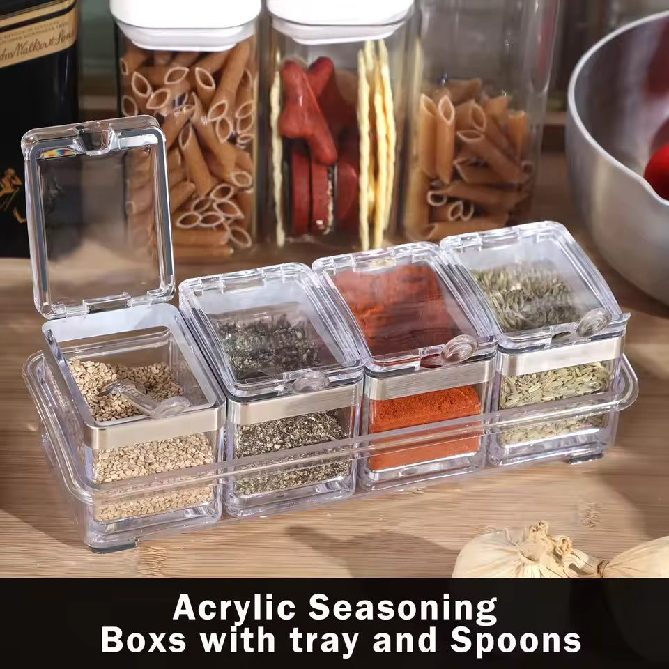 Acrylic Seasoning Box with Serving Spoons
