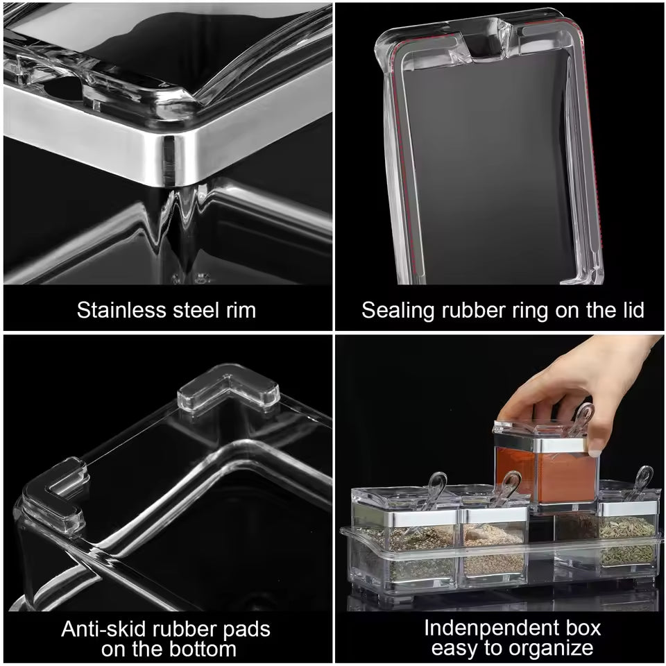 Acrylic Seasoning Box with Serving Spoons
