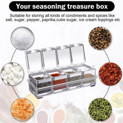 Acrylic Seasoning Box with Serving Spoons
